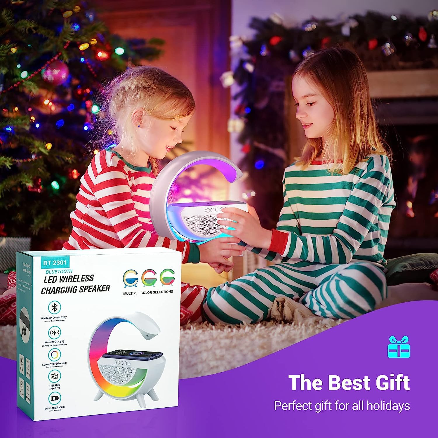 LED night lamp with speaker and wireless charger for parties LED night lamp with speaker and wireless charger for parties